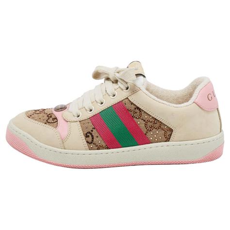 gucci beige screener gg sneakers|Gucci gg embossed sneakers.